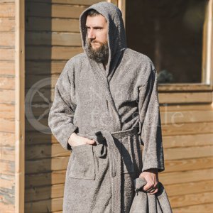 Cotton, comfy bathrobe with a hood for kids 