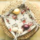 Colourful half-linen bread basket "Owls orange"