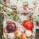 Colourful half-linen kitchen towel "Owls orange"